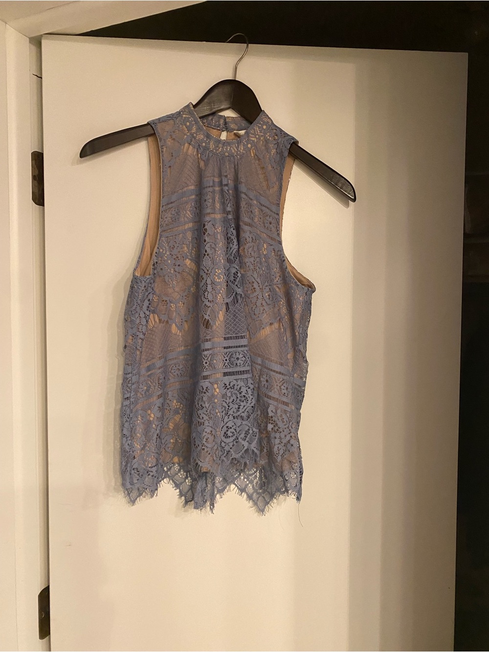 LC Lauren Conrad Lace Halter Camisole in Dusty Blue